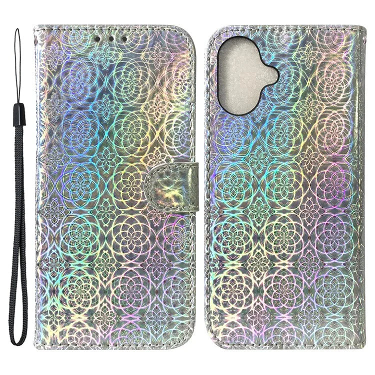 For iPhone 16 Plus Case Dazzling Flower Anti-Drop Leather Phone Cover