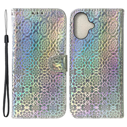 For iPhone 16 Plus Case Dazzling Flower Anti-Drop Leather Phone Cover