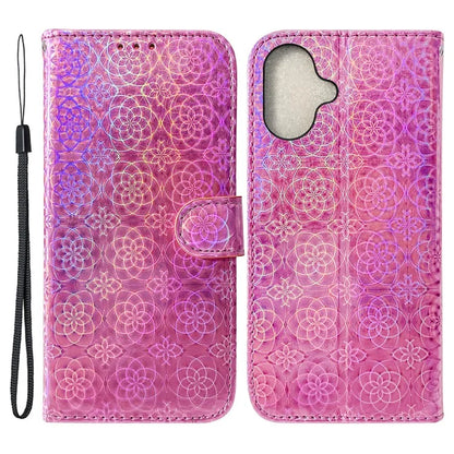 For iPhone 16 Plus Case Dazzling Flower Anti-Drop Leather Phone Cover