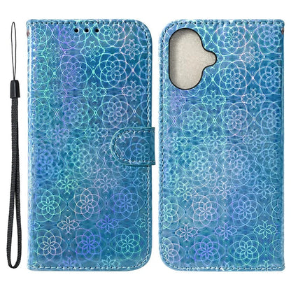 For iPhone 16 Plus Case Dazzling Flower Anti-Drop Leather Phone Cover