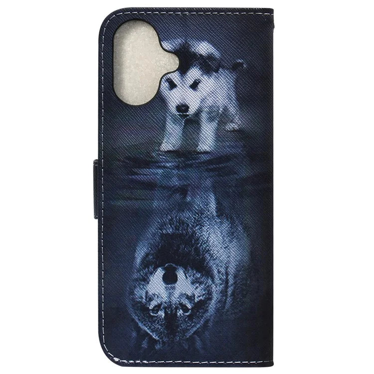 For iPhone 16 Plus Wallet Case Pattern Print Leather Phone Cover