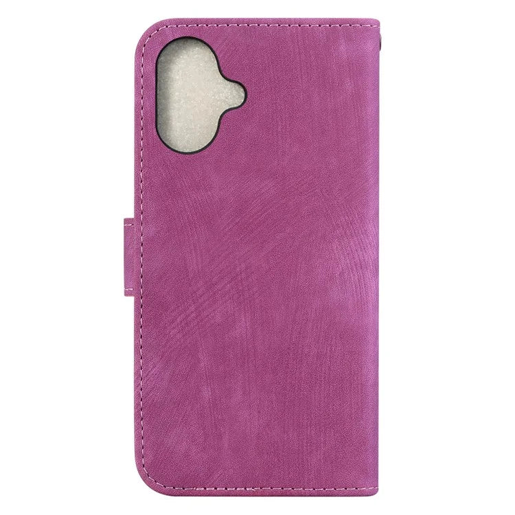 For iPhone 16 Plus Stand Case Cute Tiger Imprint Leather Wallet Phone Cover