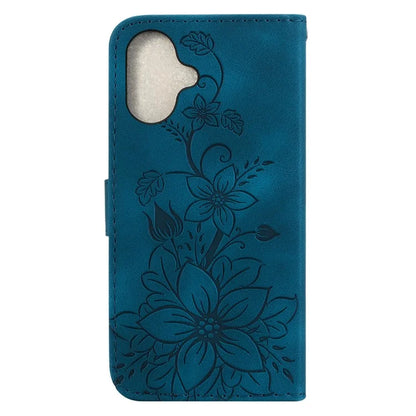 For iPhone 16 Plus Wallet Case PU Leather Phone Cover Flower Imprinted