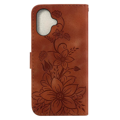 For iPhone 16 Plus Wallet Case PU Leather Phone Cover Flower Imprinted