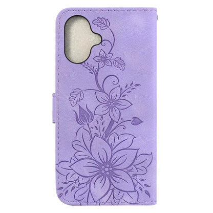 For iPhone 16 Plus Wallet Case PU Leather Phone Cover Flower Imprinted