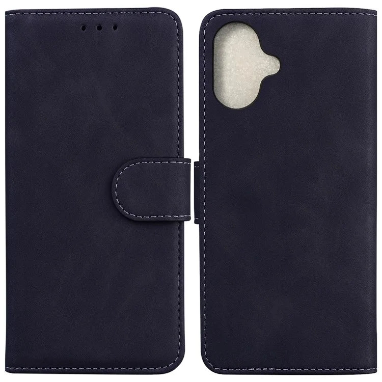 For iPhone 16 Plus Case Solid Color PU Leather Stand Phone Cover