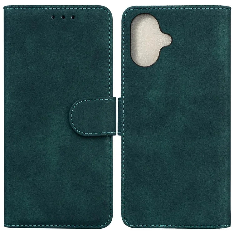 For iPhone 16 Plus Case Solid Color PU Leather Stand Phone Cover