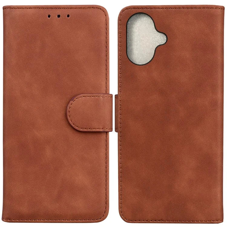 For iPhone 16 Plus Case Solid Color PU Leather Stand Phone Cover
