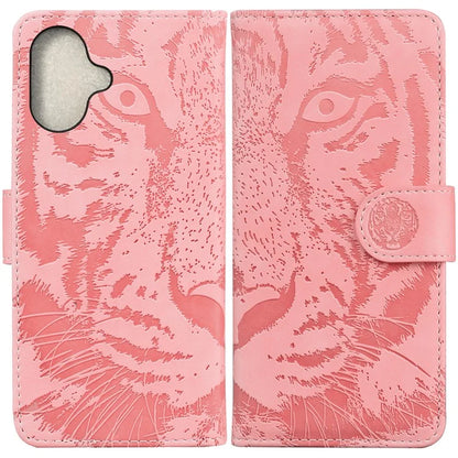 For iPhone 16 Plus Case Tiger Imprint Leather Shockproof Wallet Phone Cover