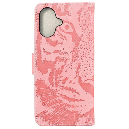 For iPhone 16 Plus Case Tiger Imprint Leather Shockproof Wallet Phone Cover