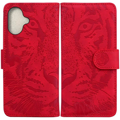 For iPhone 16 Plus Case Tiger Imprint Leather Shockproof Wallet Phone Cover