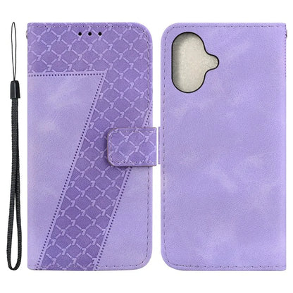 For iPhone 16 Plus Case 7-Shaped Pattern Leather Shockproof Phone Cover