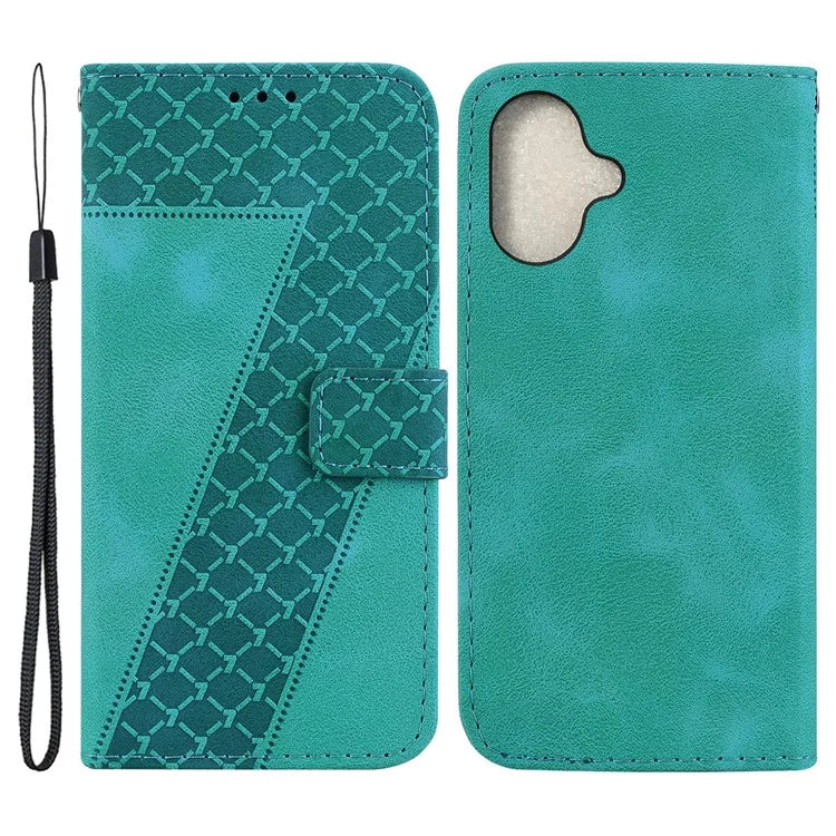 For iPhone 16 Plus Case 7-Shaped Pattern Leather Shockproof Phone Cover