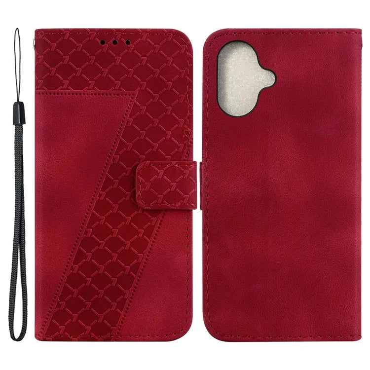 For iPhone 16 Plus Case 7-Shaped Pattern Leather Shockproof Phone Cover