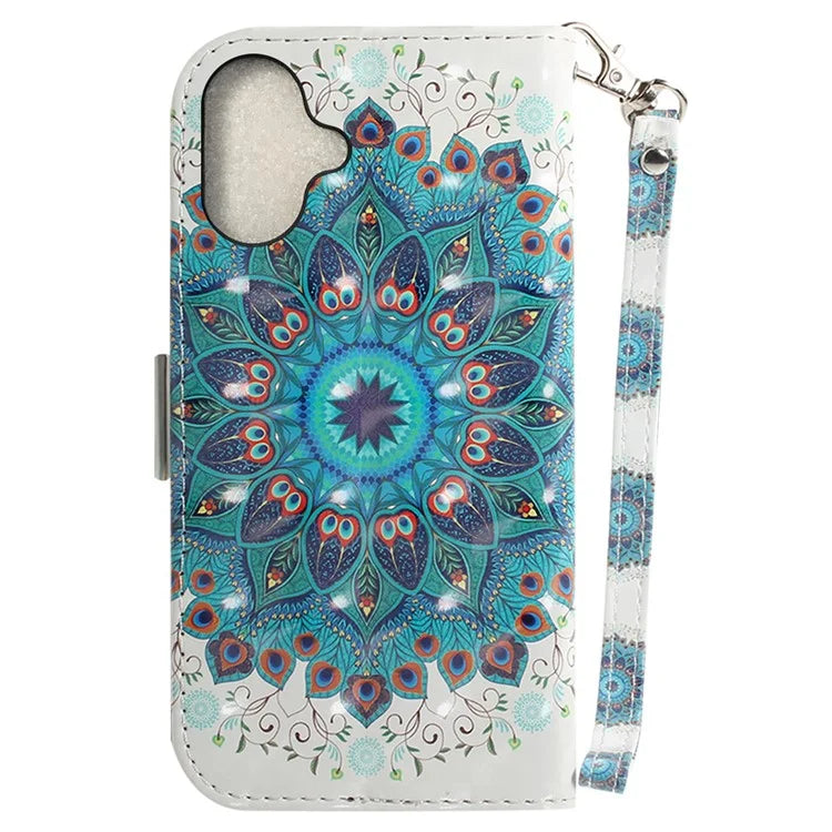 For iPhone 16 Plus Wallet Case 3D Pattern Print Leather Phone Cover