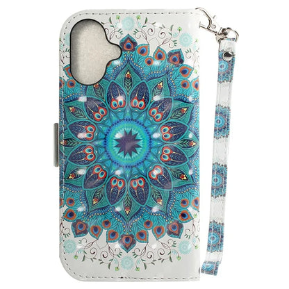For iPhone 16 Plus Wallet Case 3D Pattern Print Leather Phone Cover