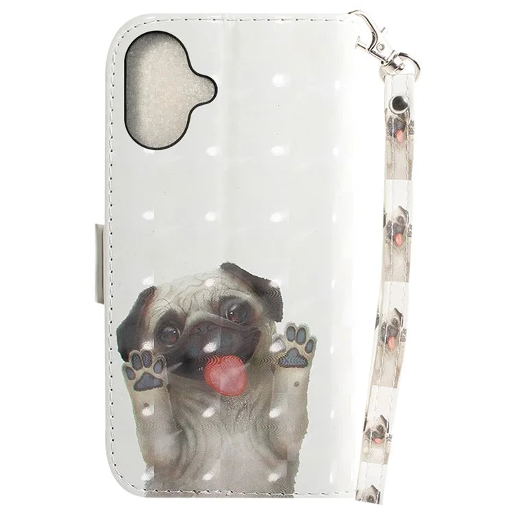 For iPhone 16 Plus Wallet Case 3D Pattern Print Leather Phone Cover