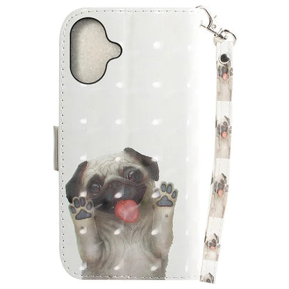 For iPhone 16 Plus Wallet Case 3D Pattern Print Leather Phone Cover