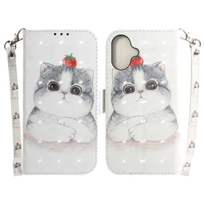 For iPhone 16 Plus Wallet Case 3D Pattern Print Leather Phone Cover