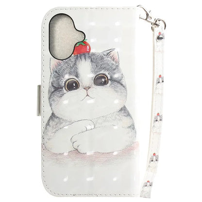 For iPhone 16 Plus Wallet Case 3D Pattern Print Leather Phone Cover