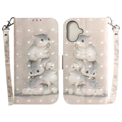 For iPhone 16 Plus Wallet Case 3D Pattern Print Leather Phone Cover