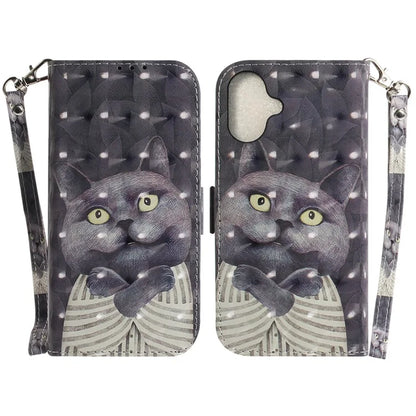 For iPhone 16 Plus Wallet Case 3D Pattern Print Leather Phone Cover