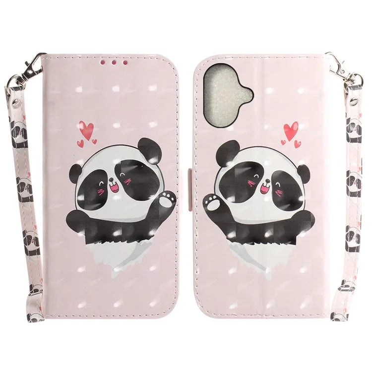 For iPhone 16 Plus Wallet Case 3D Pattern Print Leather Phone Cover