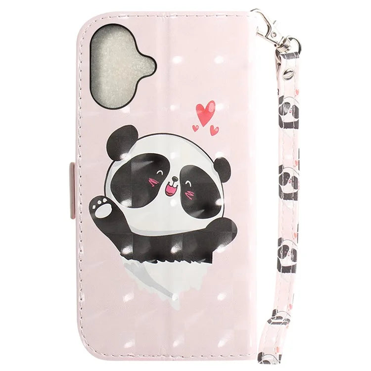 For iPhone 16 Plus Wallet Case 3D Pattern Print Leather Phone Cover
