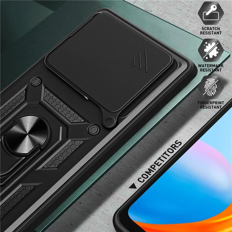 For Xiaomi Poco F6 Pro 5G / Redmi K70 5G / K70 Pro 5G Case PC+TPU Kickstand Phone Shell with Slide Camera Lid