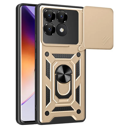 For Xiaomi Poco F6 Pro 5G / Redmi K70 5G / K70 Pro 5G Case PC+TPU Kickstand Phone Shell with Slide Camera Lid