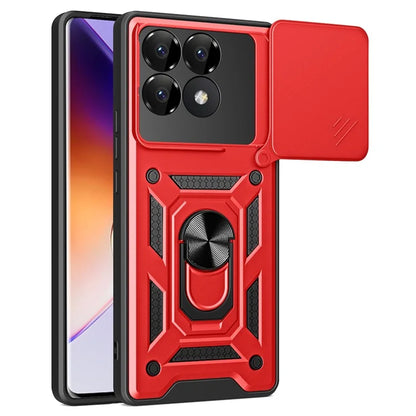 For Xiaomi Poco F6 Pro 5G / Redmi K70 5G / K70 Pro 5G Case PC+TPU Kickstand Phone Shell with Slide Camera Lid