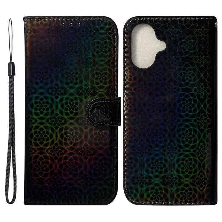 For iPhone 16 Case Dazzling Flower Anti-Drop Leather Phone Cover