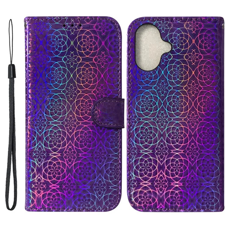 For iPhone 16 Case Dazzling Flower Anti-Drop Leather Phone Cover