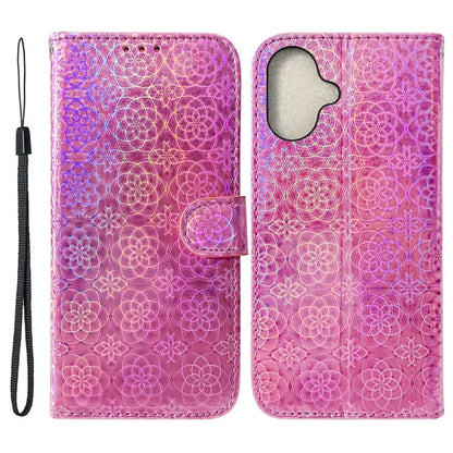 For iPhone 16 Case Dazzling Flower Anti-Drop Leather Phone Cover