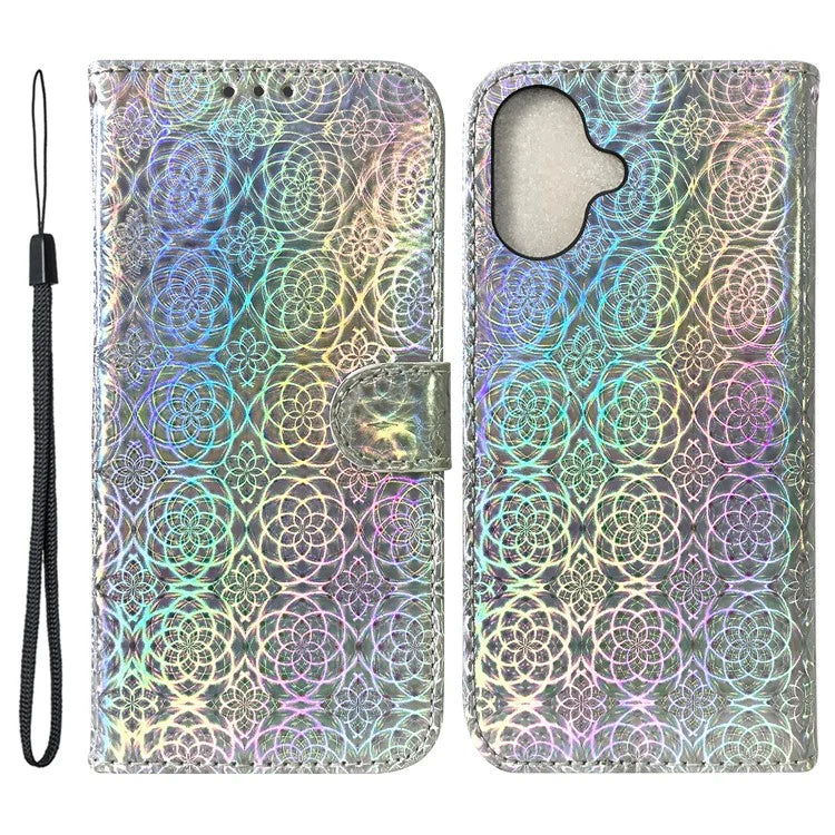 For iPhone 16 Case Dazzling Flower Anti-Drop Leather Phone Cover