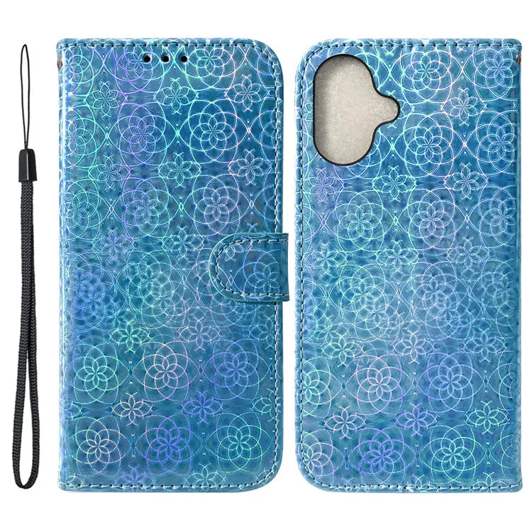 For iPhone 16 Case Dazzling Flower Anti-Drop Leather Phone Cover