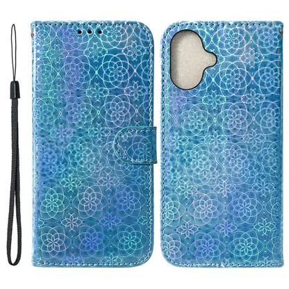 For iPhone 16 Case Dazzling Flower Anti-Drop Leather Phone Cover