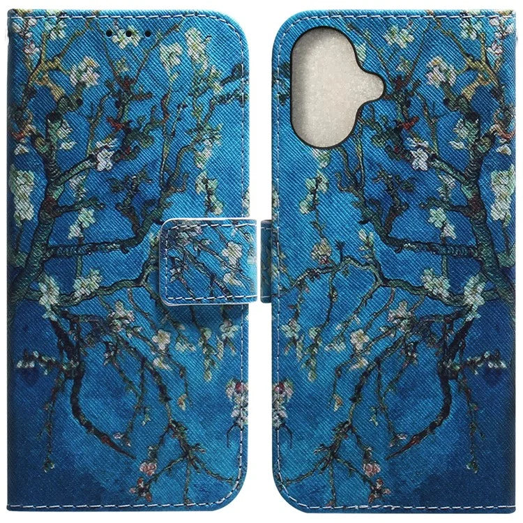 For iPhone 16 Wallet Case Pattern Print Leather Phone Cover