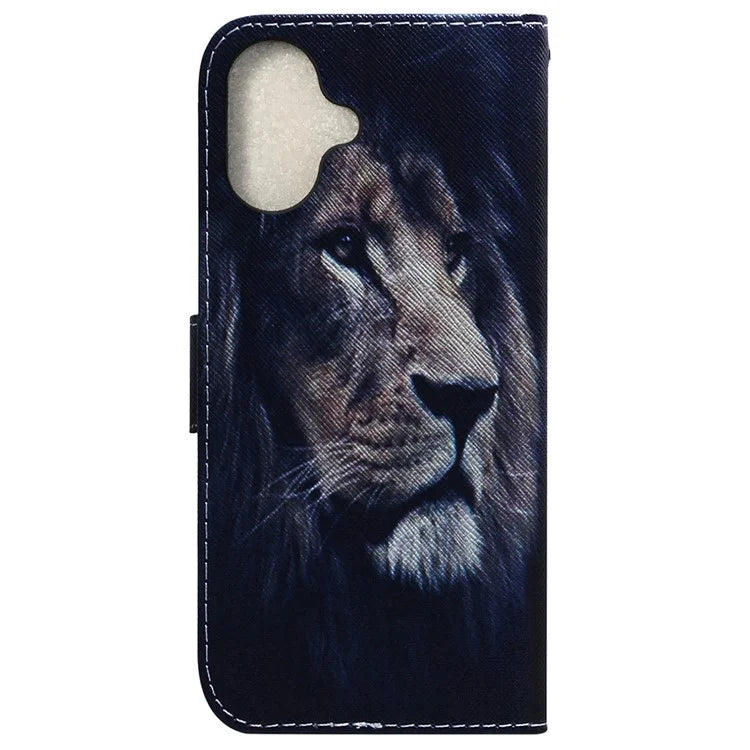 For iPhone 16 Wallet Case Pattern Print Leather Phone Cover