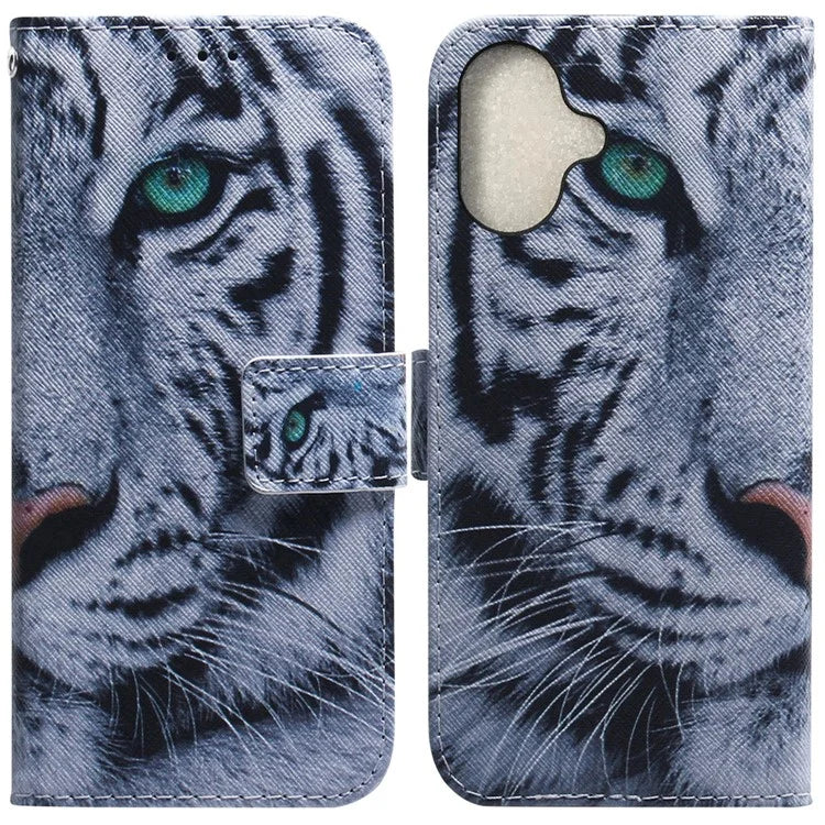 For iPhone 16 Wallet Case Pattern Print Leather Phone Cover