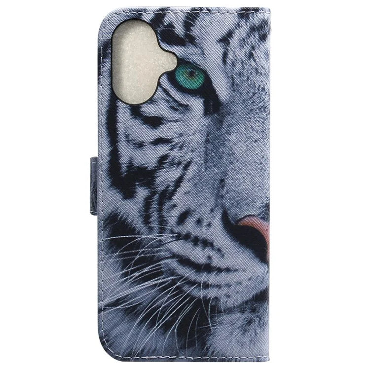 For iPhone 16 Wallet Case Pattern Print Leather Phone Cover