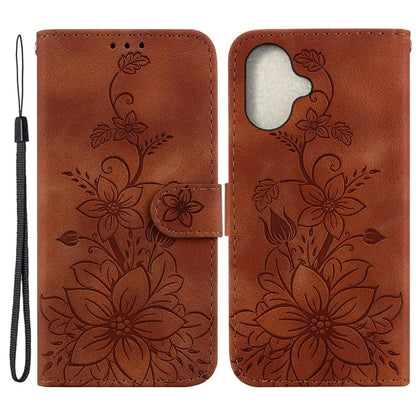For iPhone 16 Wallet Case PU Leather Phone Cover Flower Imprinted