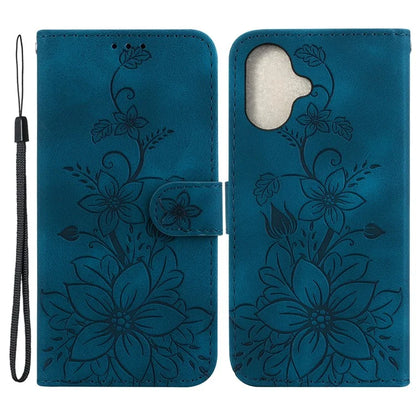 For iPhone 16 Wallet Case PU Leather Phone Cover Flower Imprinted