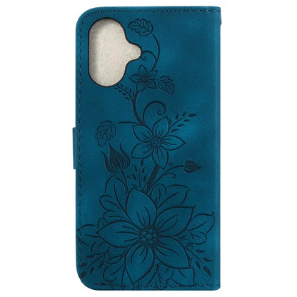 For iPhone 16 Wallet Case PU Leather Phone Cover Flower Imprinted