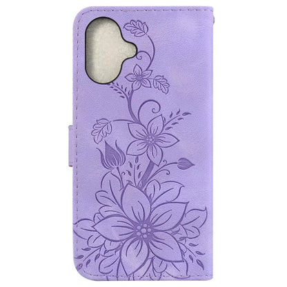For iPhone 16 Wallet Case PU Leather Phone Cover Flower Imprinted