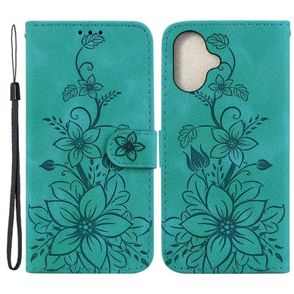 For iPhone 16 Wallet Case PU Leather Phone Cover Flower Imprinted