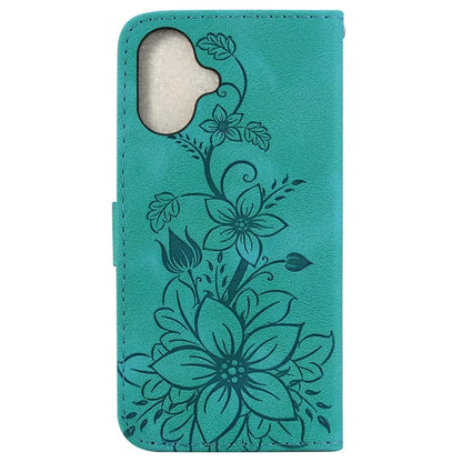 For iPhone 16 Wallet Case PU Leather Phone Cover Flower Imprinted