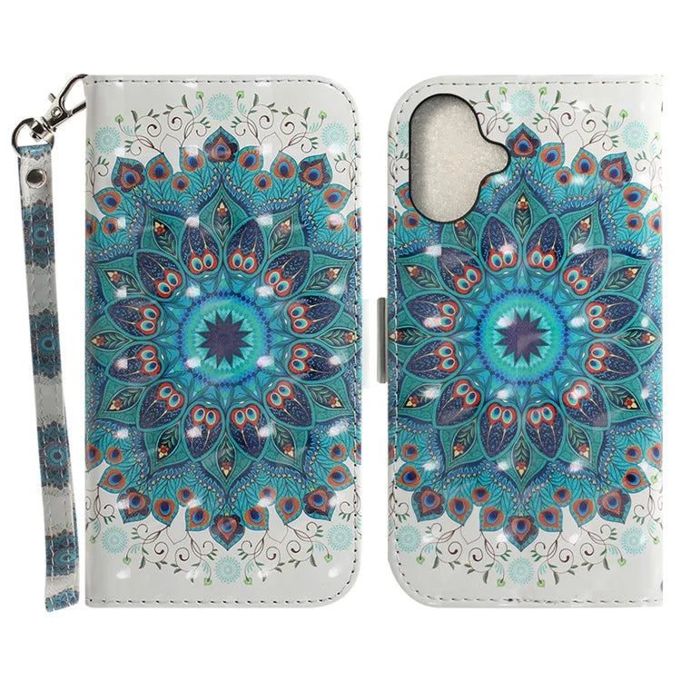 For iPhone 16 Case 3D Pattern Print Leather Flip Wallet Phone Cover