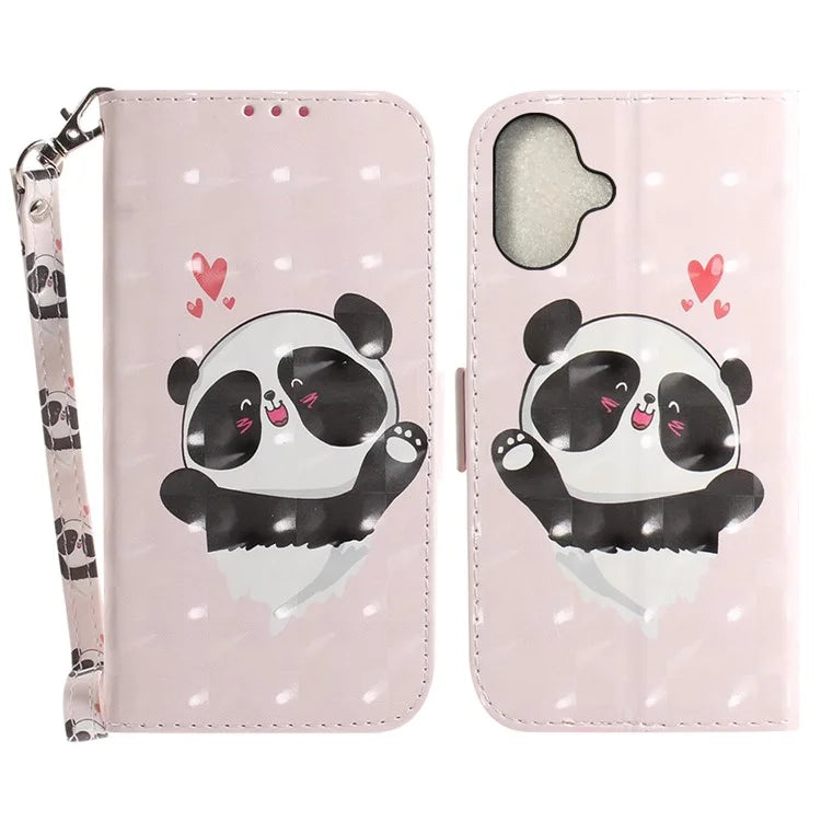 For iPhone 16 Case 3D Pattern Print Leather Flip Wallet Phone Cover