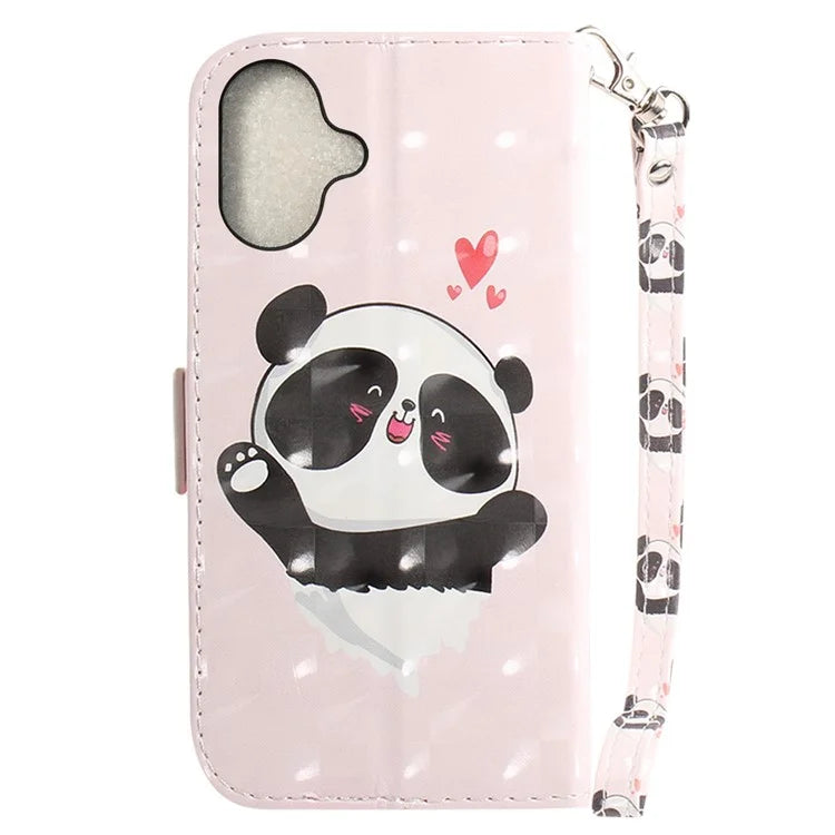 For iPhone 16 Case 3D Pattern Print Leather Flip Wallet Phone Cover